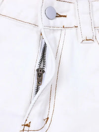Men's Cargo Curved Jeans with Contrast Stitching