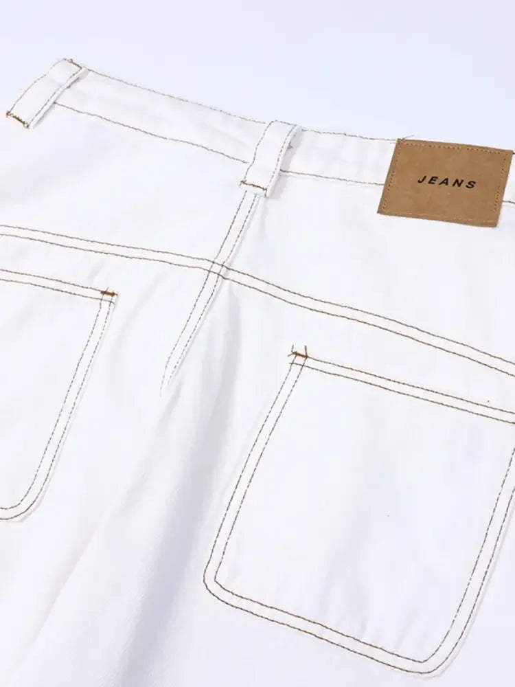 Men's Cargo Curved Jeans with Contrast Stitching