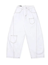 Men's Cargo Curved Jeans with Contrast Stitching