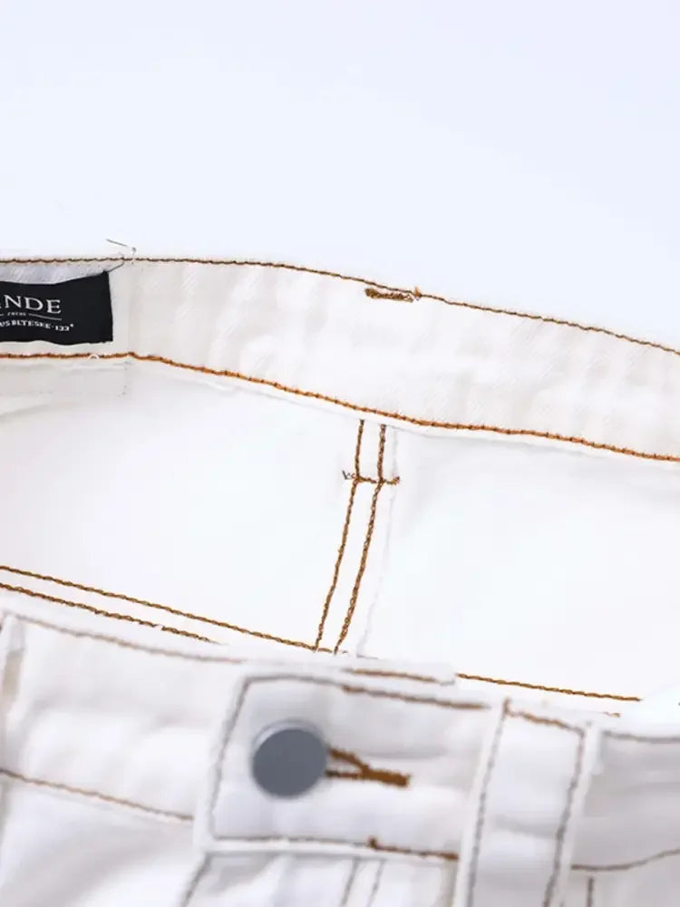 Men's Cargo Curved Jeans with Contrast Stitching