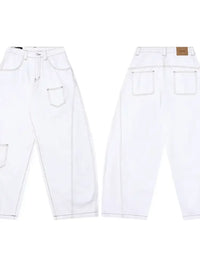 Men's Cargo Curved Jeans with Contrast Stitching