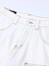 Men's Cargo Curved Jeans with Contrast Stitching