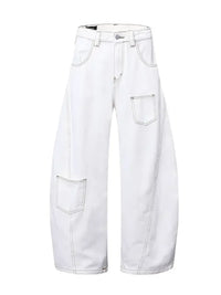 Men's Cargo Curved Jeans with Contrast Stitching