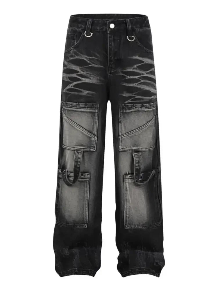 Men's Cargo Pocket Wide Leg Jeans