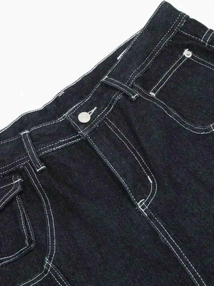 Men's Cargo Straight Jeans with Contrast Stitching - Update AvenueTrendsi100400413927193100400413927193Men's Cargo Straight Jeans with Contrast StitchingDark Blue