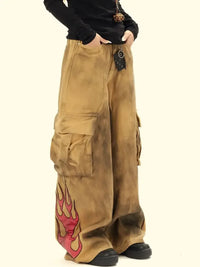 Men's Cargo Wide Leg Denim Jeans