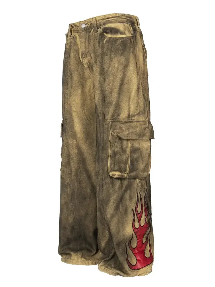 Men's Cargo Wide Leg Denim Jeans