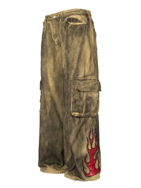 Men's Cargo Wide Leg Denim Jeans