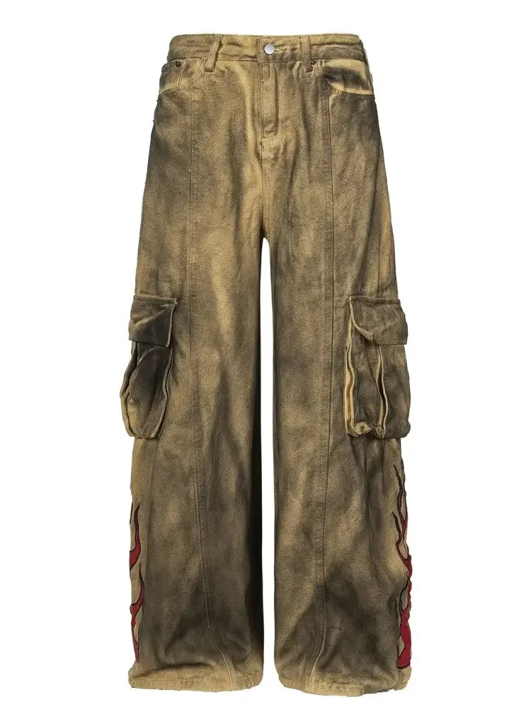 Men's Cargo Wide Leg Denim Jeans