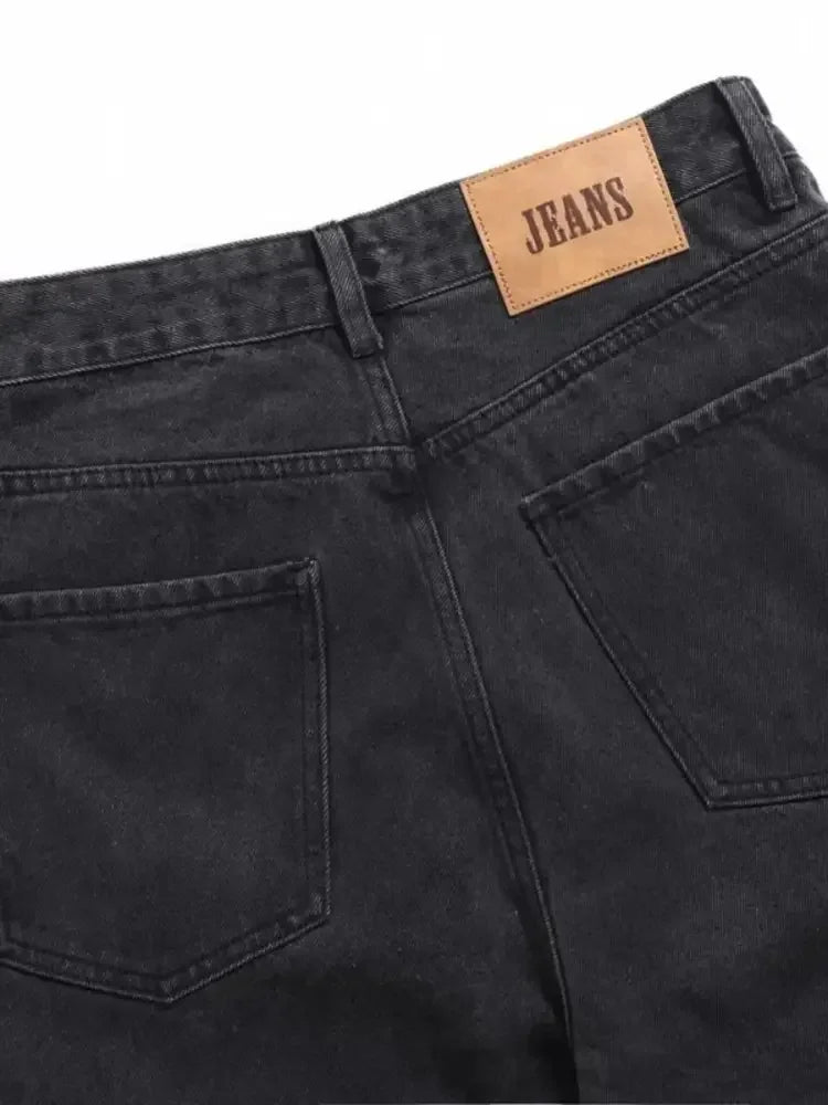 Men's Cargo Wide Leg Jeans with Multiple Pockets