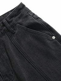 Men's Cargo Wide Leg Jeans with Multiple Pockets