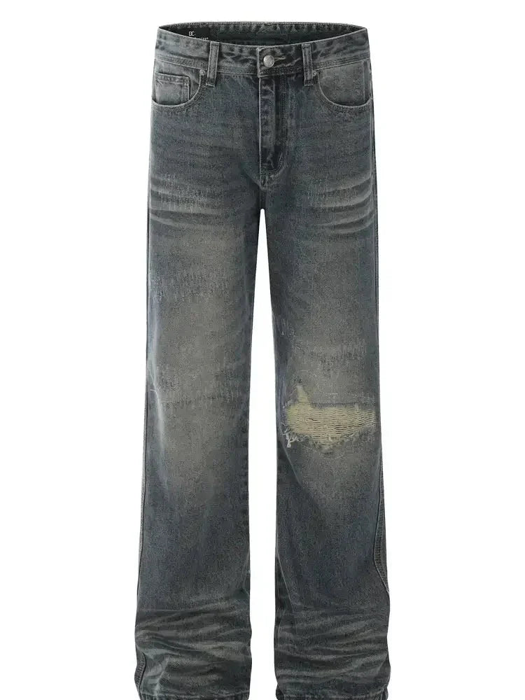 Men's Cat's whisker Washed Distressed Straight Jeans - Update AvenueTrendsi100400309019290100400309019290Men's Cat's whisker Washed Distressed Straight JeansBlue