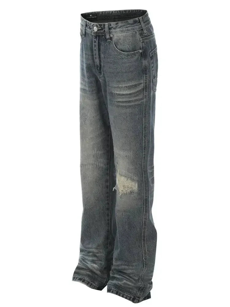 Men's Cat's whisker Washed Distressed Straight Jeans - Update AvenueTrendsi100400309019290100400309019290Men's Cat's whisker Washed Distressed Straight JeansBlue