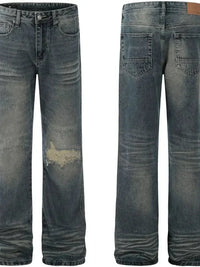 Men's Cat's whisker Washed Distressed Straight Jeans - Update AvenueTrendsi100400309019290100400309019290Men's Cat's whisker Washed Distressed Straight JeansBlue