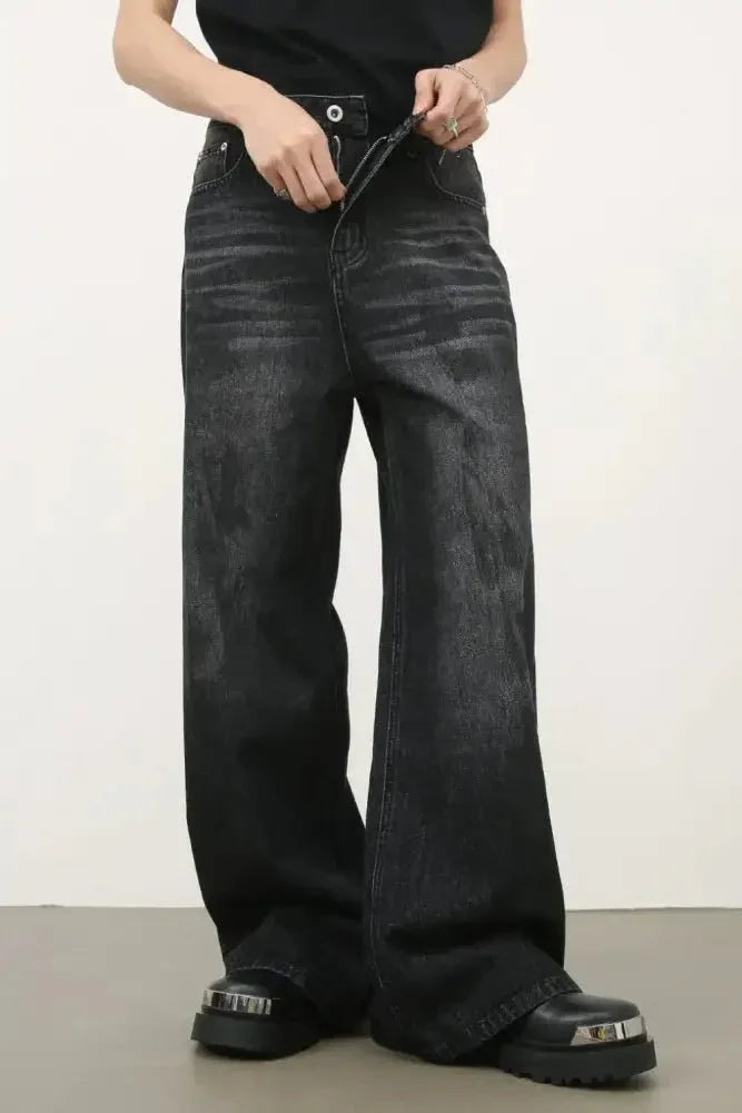 Men's Cat's Whisker Wide Leg Jeans - Update AvenueTrendsi100400533085280100400533085280Men's Cat's Whisker Wide Leg JeansBlack