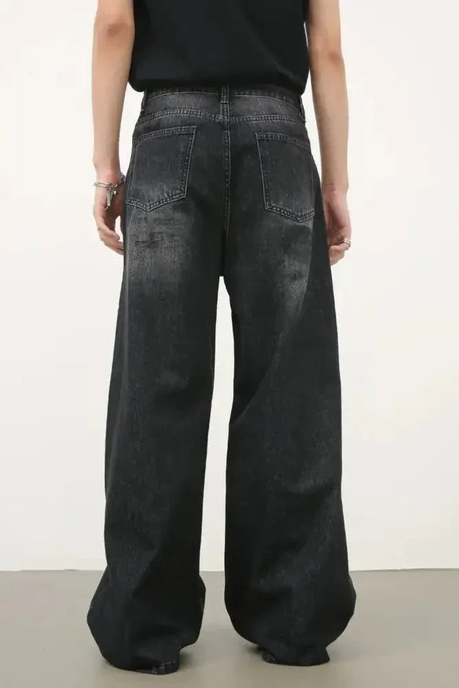 Men's Cat's Whisker Wide Leg Jeans - Update AvenueTrendsi100400533085280100400533085280Men's Cat's Whisker Wide Leg JeansBlack