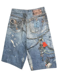 Men's Chain Print Denim Shorts