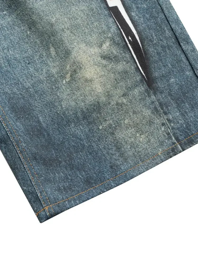 Men's Chain Print Denim Shorts