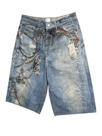 Men's Chain Print Denim Shorts