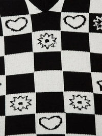 Men's Checkered Heart Pattern Sweater Vest