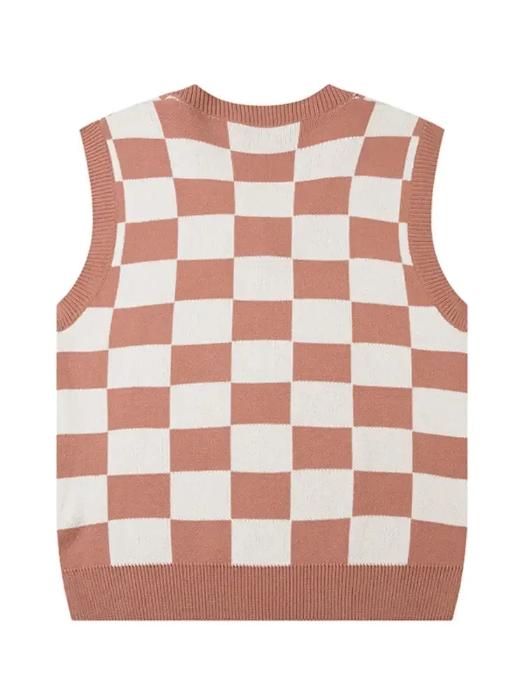 Men's Checkered Heart Pattern Sweater Vest