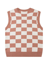 Men's Checkered Heart Pattern Sweater Vest