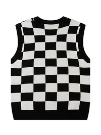 Men's Checkered Heart Pattern Sweater Vest
