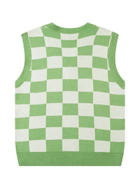 Men's Checkered Heart Pattern Sweater Vest