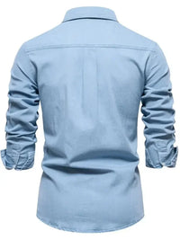 Men's Collared Neck Long Sleeve Denim Shirt - Update AvenueTrendsi100400803718979100400803718979Men's Collared Neck Long Sleeve Denim ShirtLight Blue