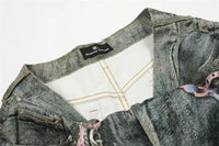Men's Colorful Beaded Chain Print Denim Shorts