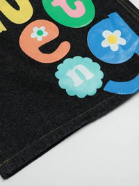 Men's Colorful Letter Graphic Bermuda Denim Shorts