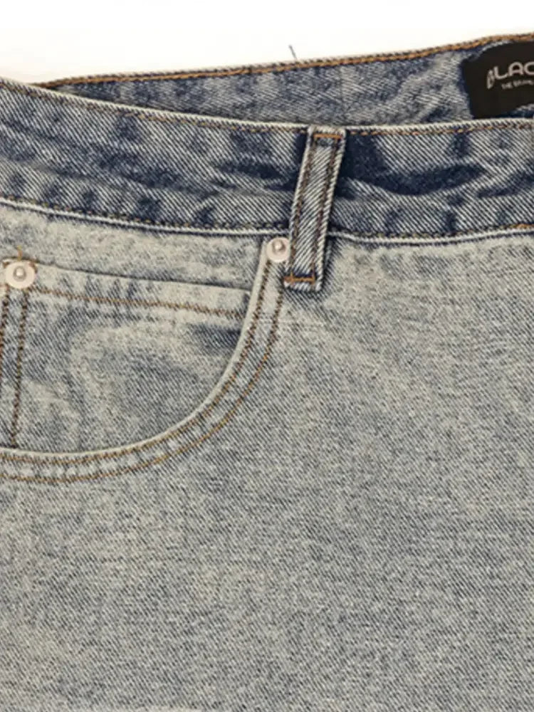 Men's Contrast Pocket Washed Straight Jeans
