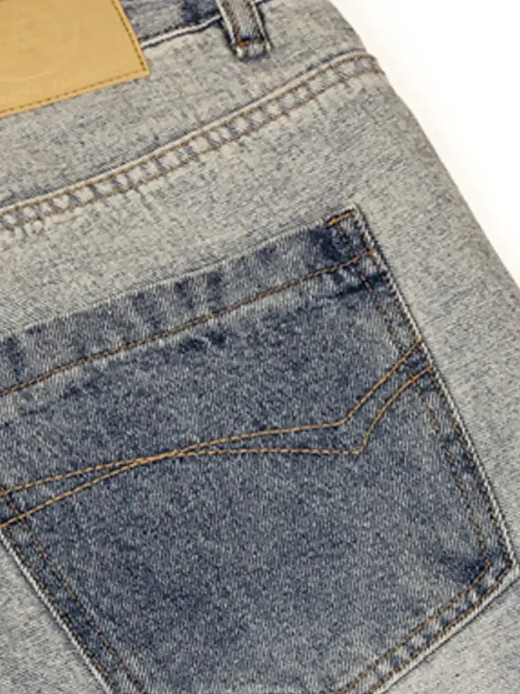 Men's Contrast Pocket Washed Straight Jeans