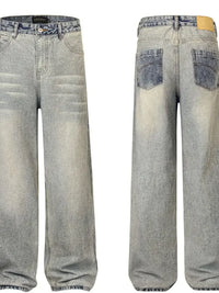 Men's Contrast Pocket Washed Straight Jeans