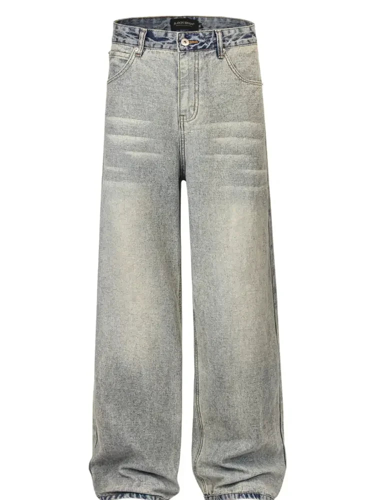 Men's Contrast Pocket Washed Straight Jeans