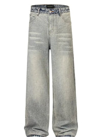Men's Contrast Pocket Washed Straight Jeans