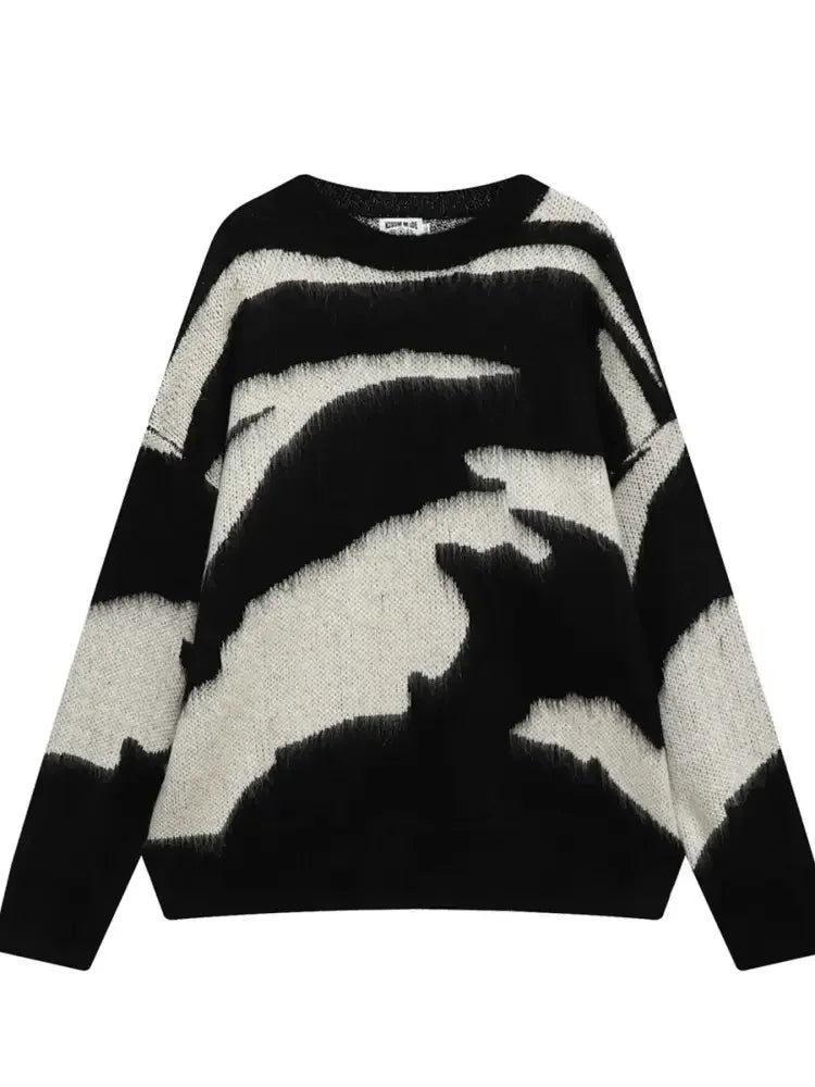 Men's Contrast Round Neck Long Sleeve Sweater