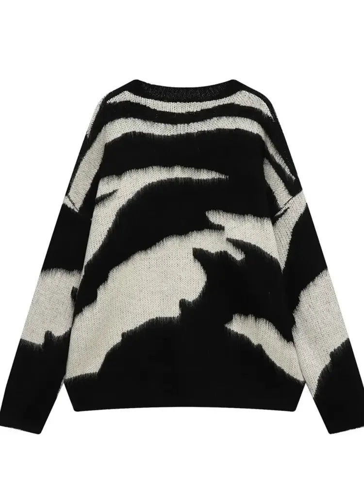 Men's Contrast Round Neck Long Sleeve Sweater