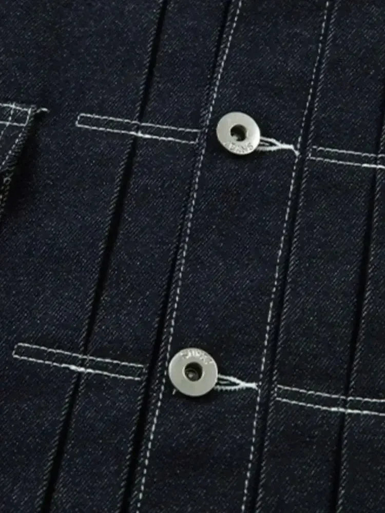 Men's Contrast Stitching Button Up Denim Jacket