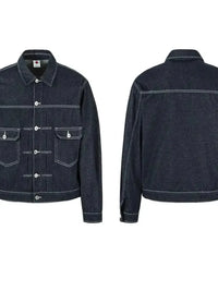 Men's Contrast Stitching Button Up Denim Jacket
