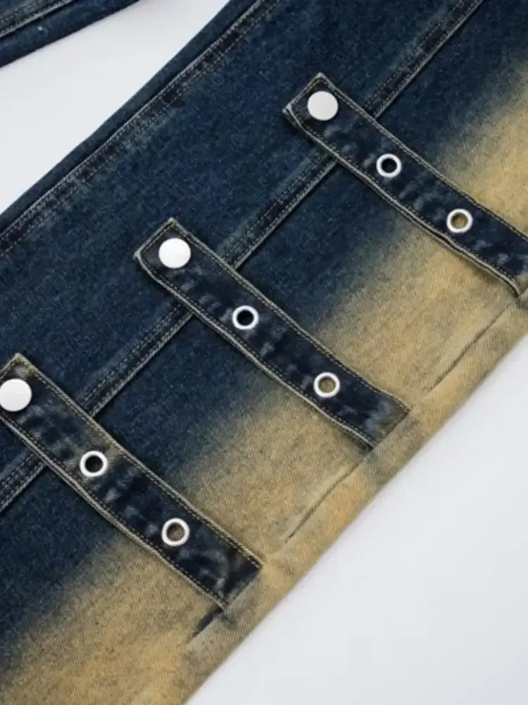 Men's Contrast Wide Leg Jeans