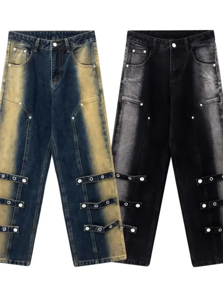 Men's Contrast Wide Leg Jeans