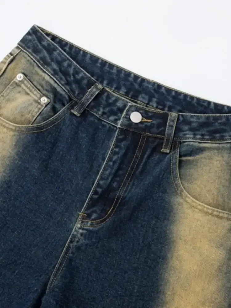 Men's Contrast Wide Leg Jeans