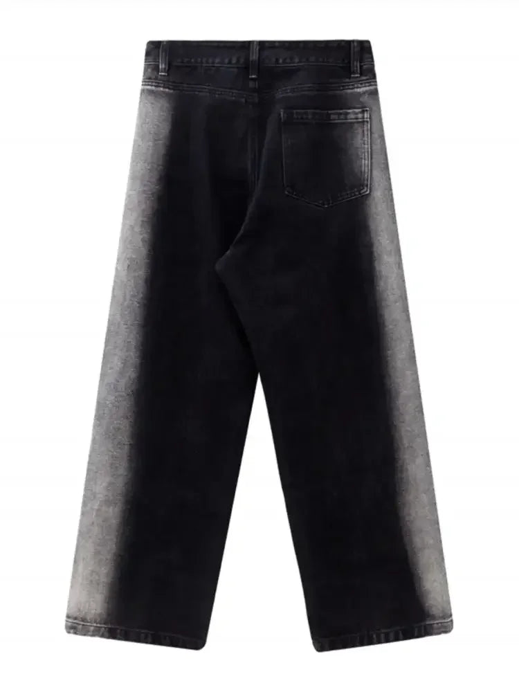 Men's Contrast Wide Leg Jeans