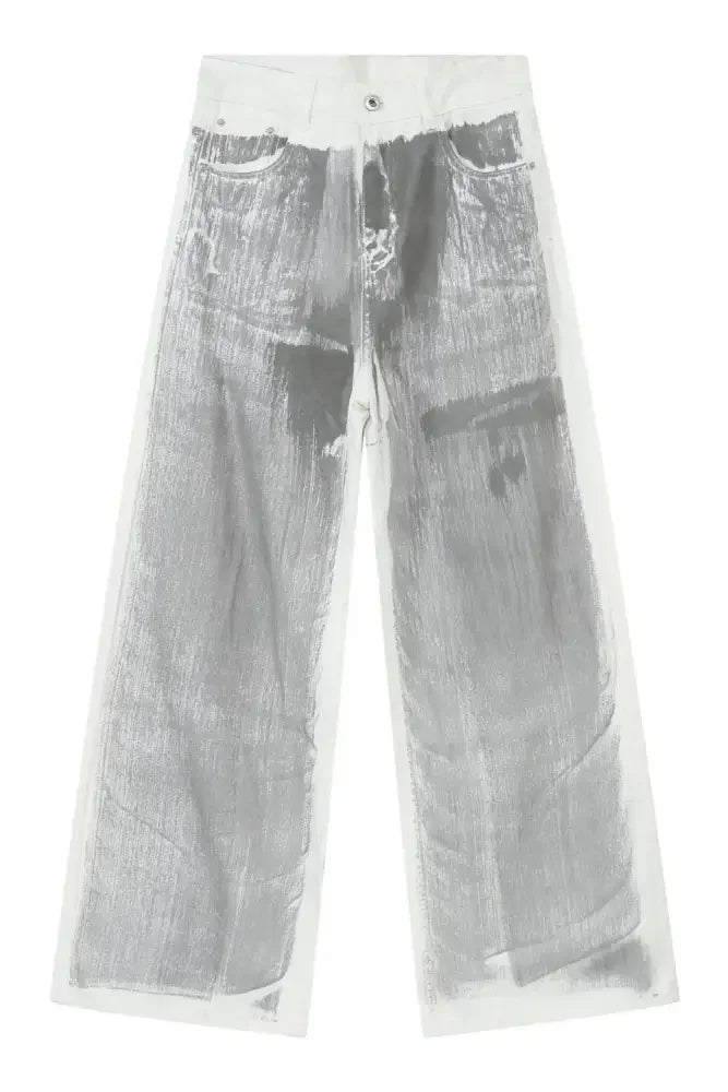 Men's Contrast Wide Leg Jeans