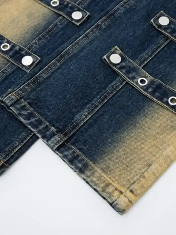 Men's Contrast Wide Leg Jeans