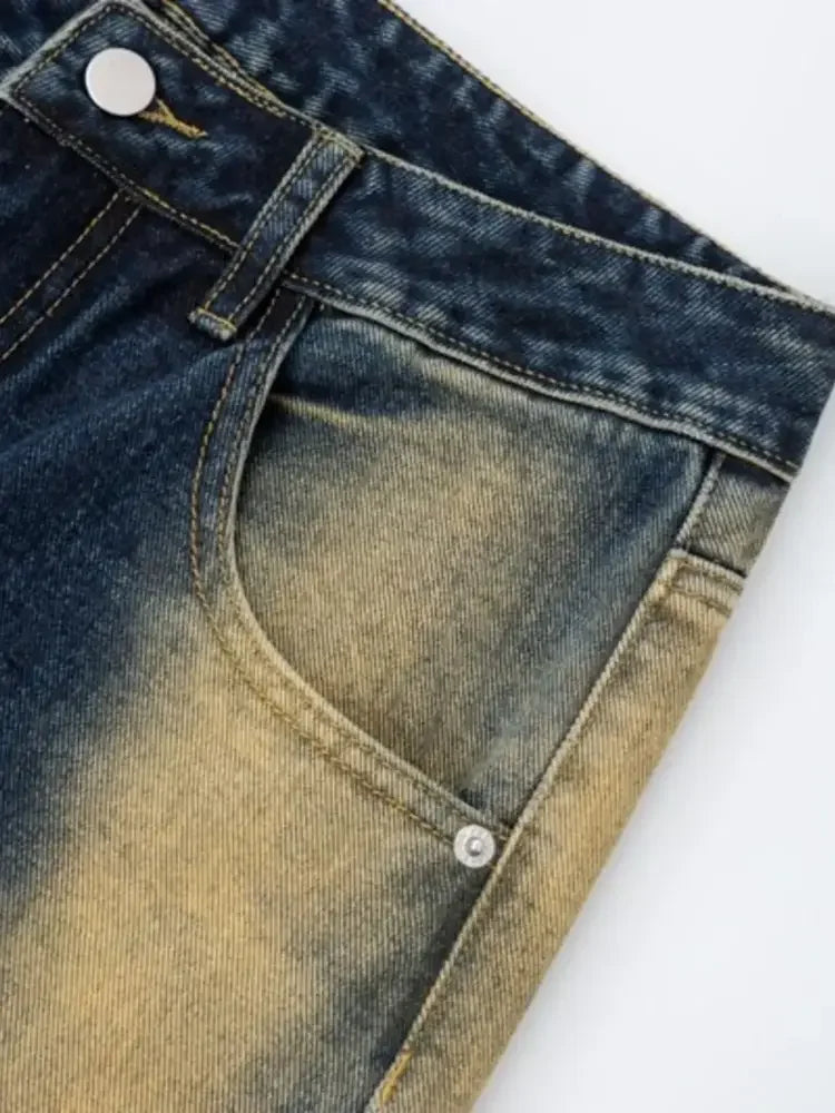 Men's Contrast Wide Leg Jeans