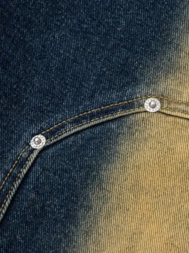 Men's Contrast Wide Leg Jeans