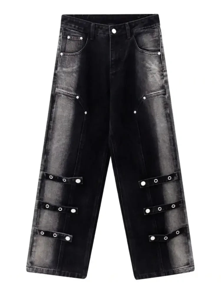 Men's Contrast Wide Leg Jeans