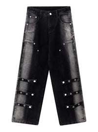 Men's Contrast Wide Leg Jeans